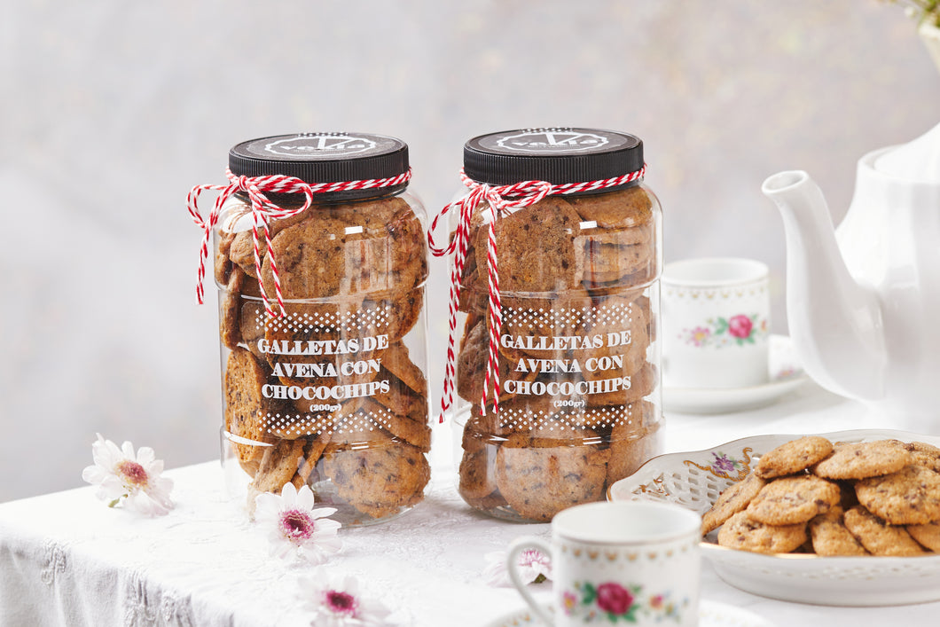 Jar de galletas de avena con chocochips